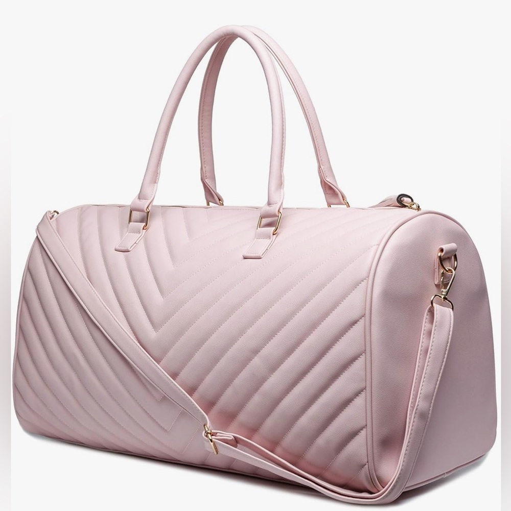 Ms Lovely Chevron Pattern Large  Weekender Duffel Bag with Gold Hardware